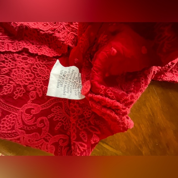 Johnny Was Red Embroidered Longsleeved Collared Top Blouse - Picture 10 of 12